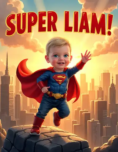 Child transformed into superhero character coloring page - AI-generated art